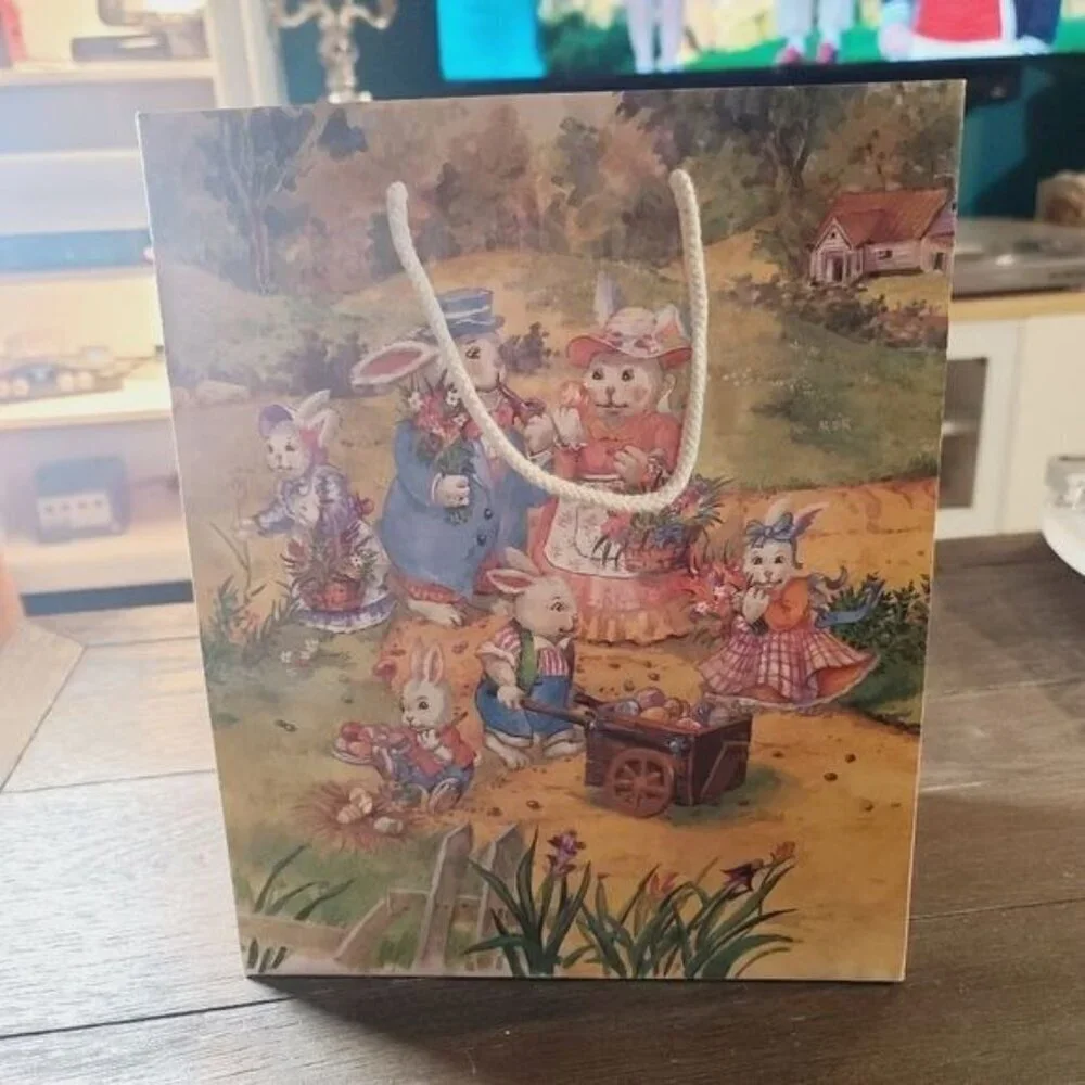 Vintage 90s 2000s Retro Easter Bunny Rabbit Spring Time Gift Bag